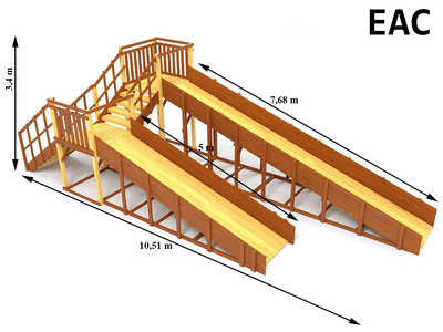 Зимняя деревянная игровая горка TORUDA Север-7 (скат 5 м и 7,68 м)