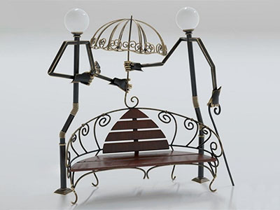 Скамейка TORUDA Фонари с зонтом и лавочкой