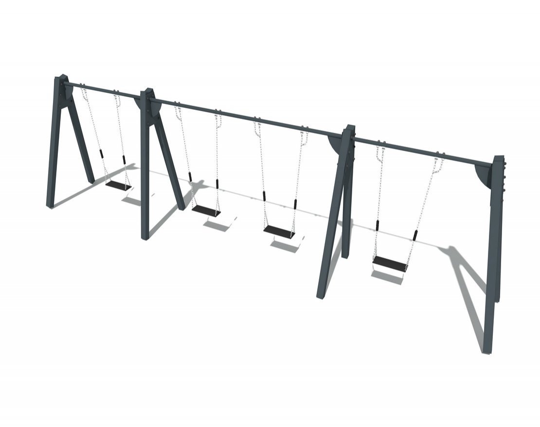 Качели на металлических стойках с 4 сиденьями без спинки ИО 01241 - вид 3