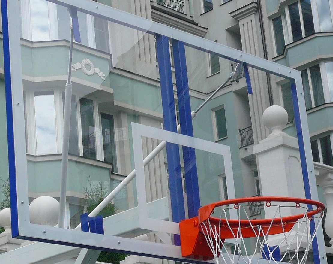 Щит баскетбольный игровой 1800×1050 мм, поликарбонат 10 мм, с основанием - вид 2